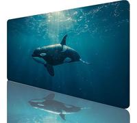 Tapis de Souris XXL 900x400x3mm, Gaming Tapis de Souris Bleu, Extended Sous Main Bureau avec Base en Caoutchouc Antidérapante, Gaming Mouse Pad pour Gamer, Ordinateur, PC, Cadeau Homme, Baleine B-1918