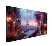 Tapis de Souris XXL 900x400x3mm, Gris Tapis de Souris Gamer, Tour Eiffel Gaming Mouse Pad avec Bords Cousus et Base Antidérapante en Caoutchouc, Gaming Accessoire et Accessoire Bureau Cadeau 3-8430