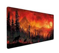 Tapis de Souris XXL 900x400x3mm, Rouge Tapis de Souris Gaming avec Surface en Caoutchouc Antidérapant, Améliore la Précision et la Vitesse, Accessoire Bureau, Cadeau Homme, Coucher De Soleil 2-6459