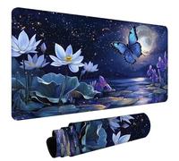 Tapis de Souris XXL 900x400x3mm Tapis de Souris Gaming avec Base AntidéRapante ImperméAble à l'eau, Gamer Mouse Pad, Accessoire Bureau, Précision-Vitesse-Confort pour Tous, Papillon Et Lotus #L495