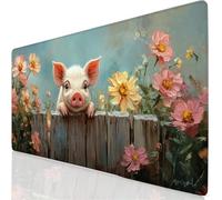 Tapis de Souris XXL 90x40cm Grand Tapis de Souris Cochon Mouse Pad Fleur sous Main Bureau, Base en Caoutchouc Antidérapante, Haute Précision et Rapidité Accessoire Bureau pour Gamer, Maison YG-911