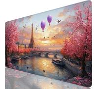 Tapis de Souris XXL 90x40cm, Tour Eiffel Tapis de Souris Gaming, Sous Main Bureau Gaming Paris Mouse Pad avec Coutures sur Les Bords, Antidérapant Mouse Pad Accessoire Bureau pour Gamer, Maison Y8-522
