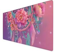 Tapis de Souris XXL Attrape-Rêves Tapis Souris Pivoine Gamer Mouse Pad avec Coutures sur Les Bords, sous-Main Bureau 1600x800x3mm, Accessoire Bureau Texturée Résistant à Usure Lavable, Gamer K7-956