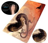 Tapis de souris XXL avec dragon, orange et blanc, caoutchouc et fibres synthétiques, 90x40 cm