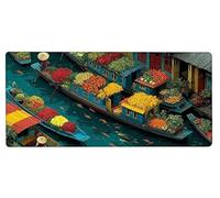 Tapis de Souris XXL Bateau Tapis Souris 600x300x3mm, Fleur étendu Mouse Pad Base Antidérapante, Coutures sur Les Bords, Imperméable et Durable Mousepad Accessoires Bureau, Fourniture Bureau 0-NK87