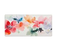 Tapis de Souris XXL Blanc 1400 x 600 mm, Base en Caoutchouc Antidérapante Fleur Tapis Souris Etendu, Surface Nanotextile de Haute Précision Améliore la Mousepad Durable avec et la Vitesse M755