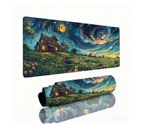 Tapis de Souris XXL Bleu Tapis de Souris Ciel Étoilé 600x400x3mm, Mousepad avec Coutures sur Les Bords, Résistant aux Eclaboussures, Durable, Portable, Moderne Accessoire Bureau pour Ordinateur 0B-94