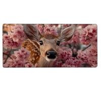 Tapis de Souris XXL Cerf Tapis Souris 1200x600x3mm, Fleur étendu Mouse Pad Base Antidérapante, Coutures sur Les Bords, Imperméable et Durable Mousepad Accessoires Bureau, Fourniture Bureau 3-MN54