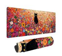 Tapis de Souris XXL Chat - 1200x600x3mm - Fleur Grand Tapis de Bureau avec Bords Surpiqués et Antidérapant Résistant à l'eau pour PC, Ordinateur Portable Améliore la précision et la Vitesse. LJ-688