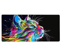 Tapis de Souris XXL Chat Tapis Souris 900x400x3mm, Abstrait étendu Mouse Pad Base Antidérapante, Coutures sur Les Bords, Imperméable et Durable Mousepad Accessoires Bureau, Fourniture Bureau I-NK32