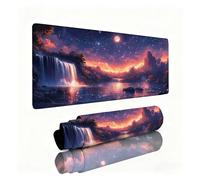 Tapis de Souris XXL Ciel Étoilé Tapis de Souris Automne 800x300x3mm, Mousepad avec Coutures sur Les Bords, Résistant aux Eclaboussures, Durable, Portable, Moderne Accessoire Bureau pour Gamer 0B-476