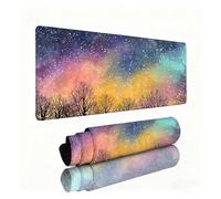 Tapis de Souris XXL Ciel Étoilé Tapis de Souris Forêt 1000x500x3mm, Mousepad avec Coutures sur Les Bords, Résistant aux Eclaboussures, Durable, Portable, Moderne Accessoire Bureau pour Gamer 0B-890