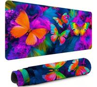 Tapis de Souris XXL Couleur 900x400x3mm Antidérapant Rubber Base Tapis de Souris Gamer Papillon Précision Compatible Toutes Mouse, Revêtement Doux Imperméable Protege Bureau pour Home Bureau xg-910