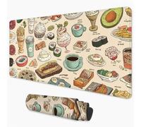 Tapis de Souris XXL Cuisine, Tapis de Souris Nourriture 800x400 mm, Imperméable et Durable Mouse Pad avec Bords Cousus et Base en Caoutchouc Antidérapant, Desk Mat pour Maison, Salle de Jeux 3Y-1149