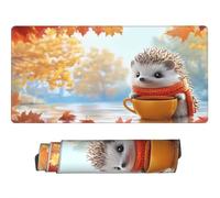 Tapis de Souris XXL Dessin Animé 600 x 300 x 3 mm, Grand Tapis de Souris Gamer Hérisson Mignon sous Main Bureau à Bords Cousus, Mouse Pad avec Base en Caoutchouc Antidérapante pour Maison -MP889