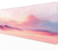 Tapis de Souris XXL Fang Jing, Tapis de Souris Rose 800x400 mm - Coutures sur Les Bords - Antidérapant - sous-Main de Table Grand Taille - Améliore la précision et la Vitesse pour Gamer, PC -92784