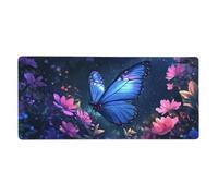 Tapis de Souris XXL Fleur 600 x 300 mm, Base en Caoutchouc Antidérapante Papillon Tapis Souris Etendu, Surface Nanotextile de Haute Précision Améliore la Mousepad Durable avec et la Vitesse M1171