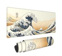 Tapis de Souris XXL Flots - 1200x600x3mm - Beige Grand Tapis de Bureau avec Bords Surpiqués et Antidérapant Résistant à l'eau pour PC, Ordinateur Portable Améliore la précision et la Vitesse. LJ-544