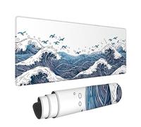 Tapis de Souris XXL Flots - 800x400x3mm - Blanc Grand Tapis de Bureau avec Bords Surpiqués et Antidérapant Résistant à l'eau pour PC, Ordinateur Portable Améliore la précision et la Vitesse. LJ-2176