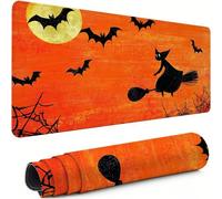 Tapis de Souris XXL Gaming 1000x500x3mm,Couleur Orange Précision Compatible Toutes Souris, Antidérapant Matériau Caoutchouc Bordure Couture Tapis de Bureau Halloween pour Femme Homme, Cadeau xg-323