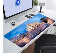 Tapis de Souris XXL Gaming 1500x800x2 mm Tapis De Souris Grand Gamer avec Bords Cousus pour Clavier, Bureau à Domicile, Travail Jeu, Tapis Table (Architecture Urbaine Rétro)