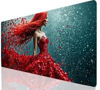 Tapis de Souris XXL Gaming Femme900x400mm sous Main Bureau Rouge Mouse Pad Imperméable et Anti-Glissant, Mousepad Migliore Precisione Velocità, Convient pour Maison et Bureau Gaming, Cadeau a-2956