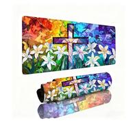 Tapis de Souris XXL Lis Tapis de Souris Blanc 1000x500x3mm, Mousepad avec Coutures sur Les Bords, Résistant aux Eclaboussures, Durable, Portable, Moderne Accessoire Bureau pour Ordinateur, PC 0B-992