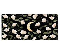 Tapis de Souris XXL Lune Tapis Souris 700x300x3mm, Fleur étendu Mouse Pad avec Base Antidérapante, Coutures sur Les Bords, Imperméable et Durable Mousepad Accessoires Bureau, Fourniture Bureau Q-I026