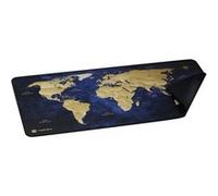 Tapis de souris XXL - NATEC - Carte du monde - 800x400mm - Imperméable - Gris/Noir Bleu