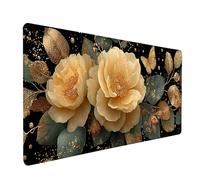 Tapis de Souris XXL Papillon, Fleur Tapis de Souris Gamer 800x400x3mm, Sous Main Bureau avec Rubber Base, Gaming Accessoire Bureau, Mousepad Grand avec Bords Cousus, pour PC Ordinateur, Clavier P-2633