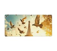 Tapis de Souris XXL Paris 1200 x 600 mm, Base en Caoutchouc Antidérapante Tour Eiffel Tapis Souris Etendu, Surface Nanotextile de Haute Précision Améliore la Mousepad Durable avec et la Vitesse M566