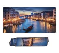 Tapis de Souris XXL Paysage de Venise 1000 x 500 x 3 mm, Grand Tapis de Souris Gamer Bateau sous Main Bureau à Bords Cousus, Mouse Pad avec Base en Caoutchouc Antidérapante pour Maison -MP807