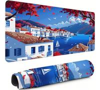 Tapis de Souris XXL Petite Ville 800x300x3mm Antidérapant Rubber Base Tapis de Souris Gamer Bord de la mer Précision Compatible Toutes Mouse, Imperméable Protege Bureau pour Home Bureau Gaming xg-634