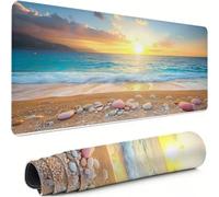 Tapis de Souris XXL Plage 700x400x3mm Antidérapant Rubber Base Tapis de Souris Gamer Coucher de Soleil Précision Compatible Toutes Mouse, Imperméable Protege Bureau pour Home Bureau Gaming xg-358