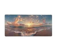 Tapis de Souris XXL Plage 900 x 400 mm, Base en Caoutchouc Antidérapante Océan Tapis Souris Etendu, Surface Nanotextile de Haute Précision Améliore la Mousepad Durable avec et la Vitesse M1035