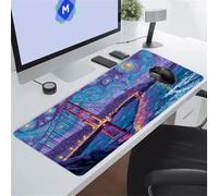 Tapis de Souris XXL Pont de la ville, 700x400x2mm Tapis de Souris Gaming | Base en Caoutchouc Antidérapant, Durable Mouse Pad avec Bords Cousus, Mer Tapis de Bureau pour Gamer, PC Ordinateur