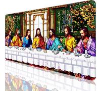 Tapis de Souris XXL Religion,La Cène Tapis de Souris 900x400x3mm avec Base en Caoutchouc Antidérapante,Bords Cousus Mouse Pad Imperméable Surface,Accessoire Bureau Decoration Chambre,Cadeau Femme,o-65