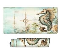 Tapis de Souris XXL Rétro 800 x 400 x 3 mm, Grand Tapis de Souris Gamer Hippocampe sous Main Bureau à Bords Cousus, Mouse Pad avec Base en Caoutchouc Antidérapante pour Maison et Bureau -MP163