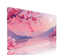 Tapis de Souris XXL Rose sous Main Bureau Gaming Accessoire Clavier Mouse Pad Coucher Soleil Etendu Large Tapis Gaming 900x500x3mm avec Base en Caoutchouc, Bords Surpiqué Antidérapant Étanche d-262