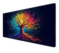 Tapis de Souris XXL, Tapis de Souris Gamer 500x250x3mm, Imperméable sous Main Bureau avec Bords Cousus et Base en Caoutchouc Antidérapante, Bureau pour, Études, Gaming (Noir Arbre de Vie) Z-328