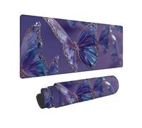 Tapis de Souris XXL Violet 1000x500x3MM Tapis de Souris Gamer Papillon, Gaming Accessoire avec Imperméable Résistant Base Antidérapante, Deco Bureau avec Bords Cousus pour Ordinateur, Cadeau -251048