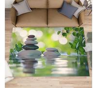 Tapis de spa zen - 70 x 120 cm - Tapis de bain minimaliste avec galets pour couloir, lavable, antidérapant et doux pour décoration d'intérieur