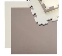 Tapis de sport 90x90cm Puzzle en mousse extensible Inclus encadrement Beige Marron