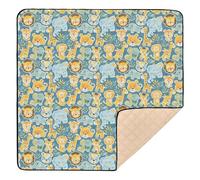 Tapis de sport doux et épais pour bébé - Motif animaux de safari - Résistant à l'eau - Tapis de jeu pour bébé - 127 x 127 cm