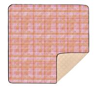 Tapis de sport pliable à chevrons pour l'intérieur et l'extérieur Motif pied-de-poule Orange Blush 127 x 127 cm