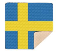 Tapis de sport pliable pour bébé Motif drapeau de la Suède Tapis de jeu léger pour bébés, enfants, tout-petits, nourrissons, 127 x 127 cm