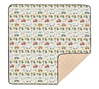Tapis de sport rembourré doux et respirant pour bébé, motif vache mignonne sur la voiture, pour intérieur et extérieur, tapis de divertissement pour bébés, enfants, tout-petits, nourrissons, 127 x 127