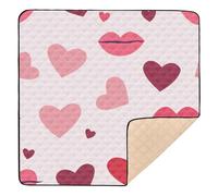 Tapis de sport rembourré doux pour la Saint-Valentin, lèvres et cœurs pour intérieur et extérieur, 1 pièce, 127 x 127 cm