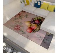 Tapis de Style français, Bol de Fruits Vintage, Fruits imprimés Fleuris, Tapis lavables, Tapis antidérapants Doux pour Salon, Chambre, Appartement, Bureau à Domicile, Salon 200x250cm