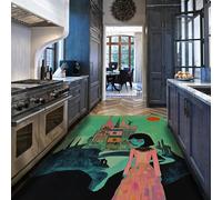Tapis de Style Gothique Fantasy Character et Château Motif Tapis Minces antidérapants pour Salle à Manger Halloween Jour de la Mort Decor 160x200cm